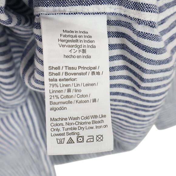 J.Crew Factory Men's Classic Linen Blend Long Sleeve Stripe Shirt Blue Size XL - Picture 10 of 11